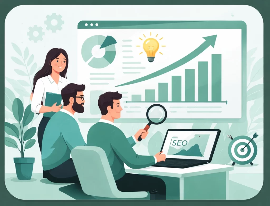SEO team analyzing website growth and strategy for businesses in Ahmedabad – Swavalambhi Digital Solutions